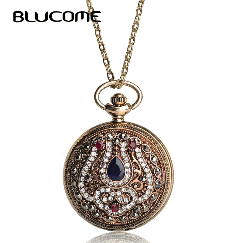 Женское Ожерелье с кварцевыми часами Blucome винтажное ожерелье золотого цвета в