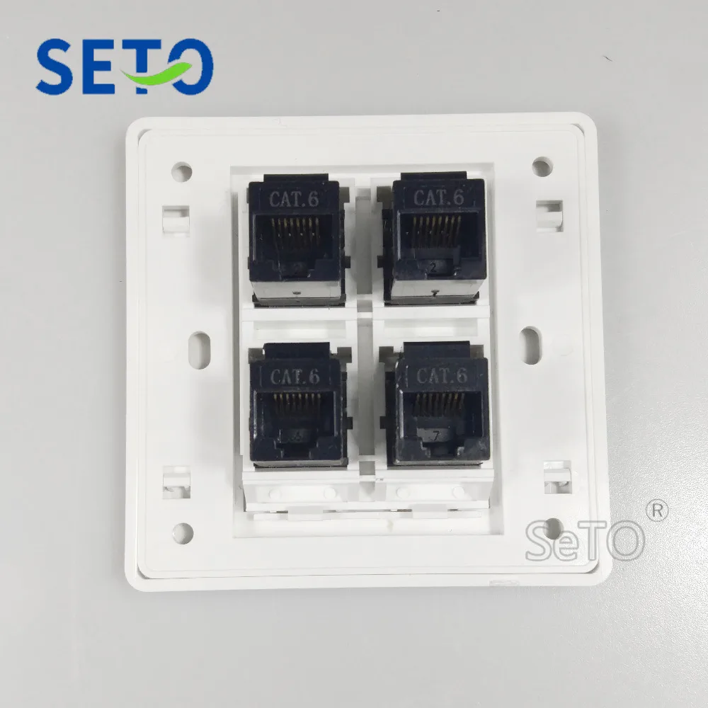 SeTo 86 Тип четыре порта гигабитная сетевая Панель RJ45 Cat6 розетка настенная пластина