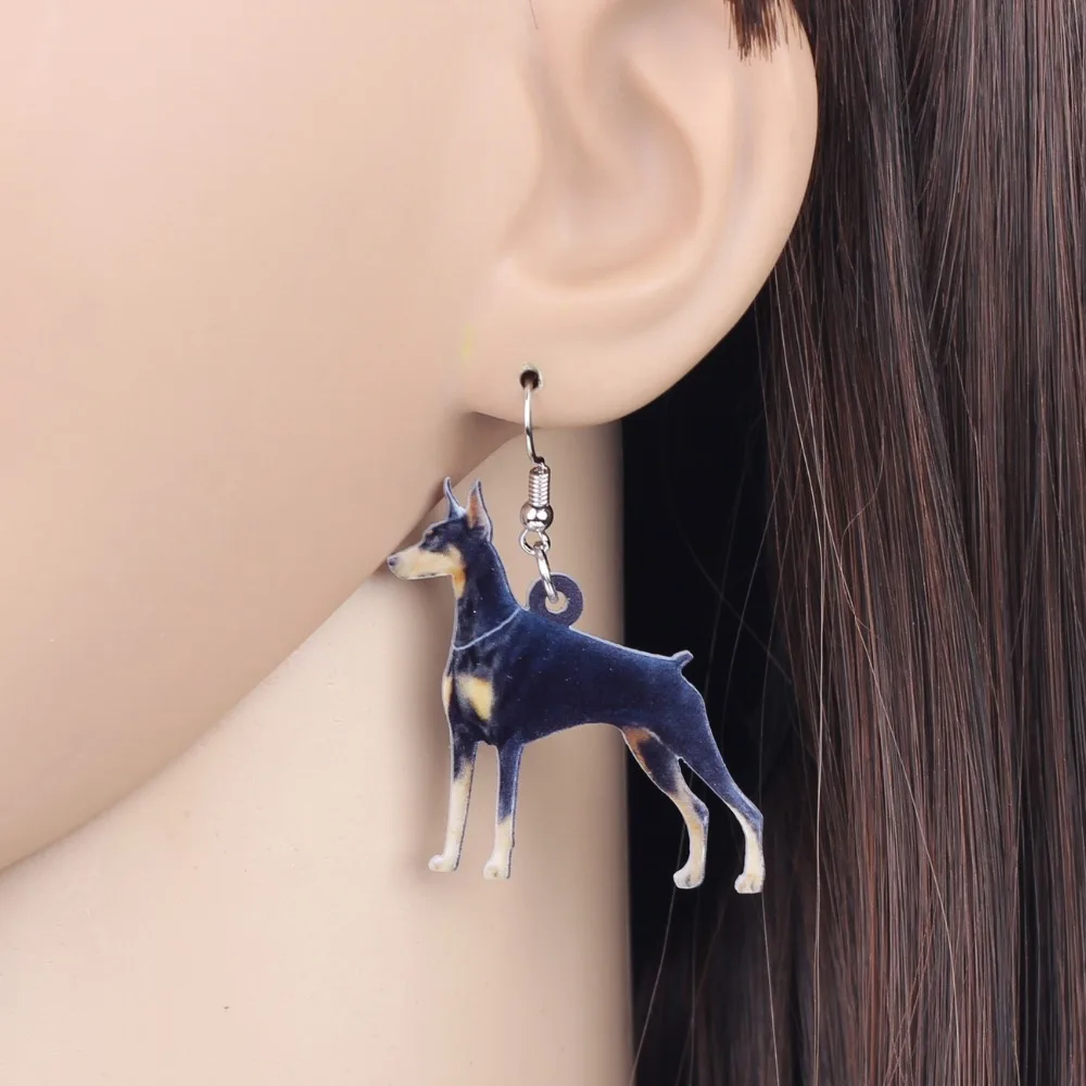Bonsny акрил элегантная собака породы Доберман пинчер серьги ожерелье воротник