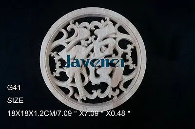 G41 18x18x1 2 см деревянный резной круглый Onlay аппликация Неокрашенная рамка дверь