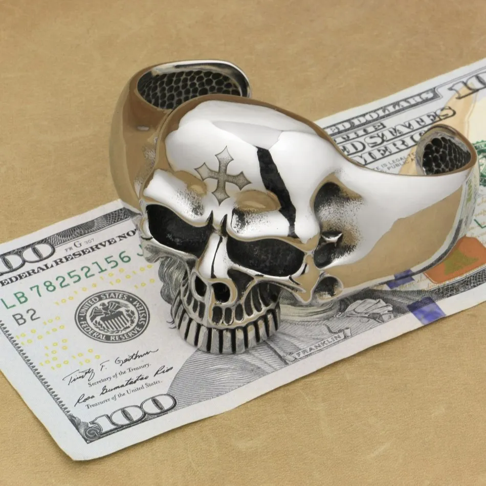 Мужской Байкерский браслет из нержавеющей стали 316L с глубокой гравировкой