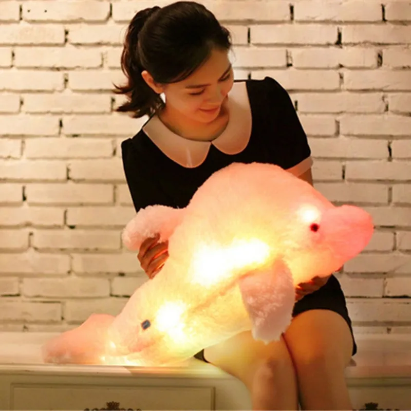 

70cm Creative Luminous Plush Dolphin Doll Luminous Pillow, Plush Toys, Hot Colorful Doll Kids Children Party Birthday Gifts
