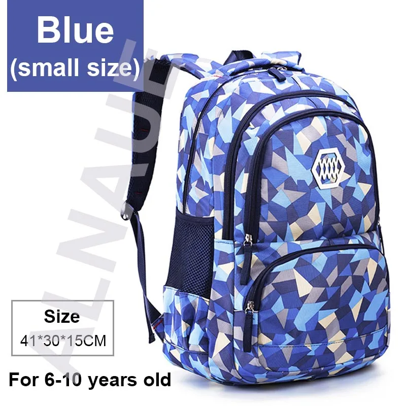 small blue Детские школьные ранцы для мальчиков и девочек, водонепроницаемые школьные рюкзаки для подростков, школьная сумка большой емкости, сумка для книг - Цвет: small blue