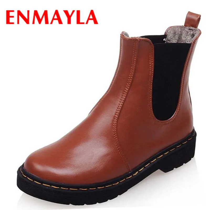 

ENMAYLA Women's Boots Winter Female Platform Shoes Woman Slip-on Ankle Boots for Women Comfortable White Flats Boots Shoes