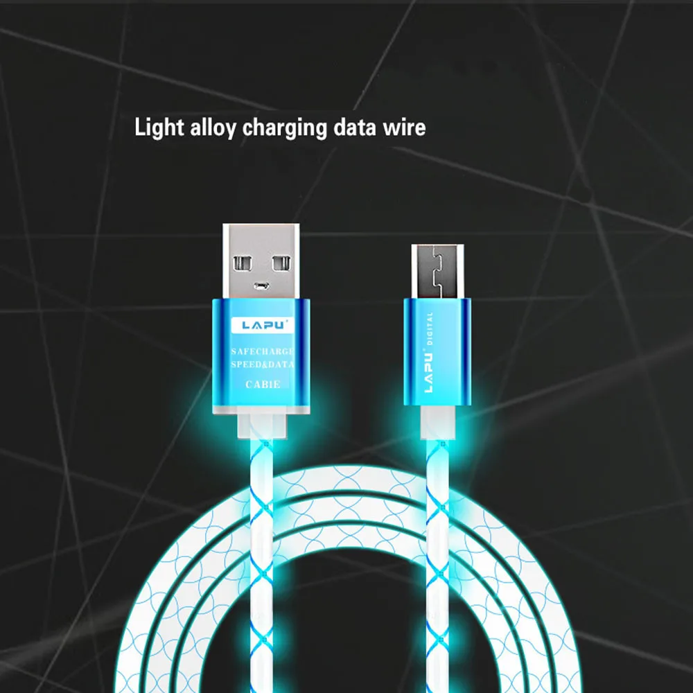 

Illuminate USB Cable Data Sync Charger Cord Fabric For Android Phone Fast Charging Wire USB Mobile Phone Charge Cord Charger Cab