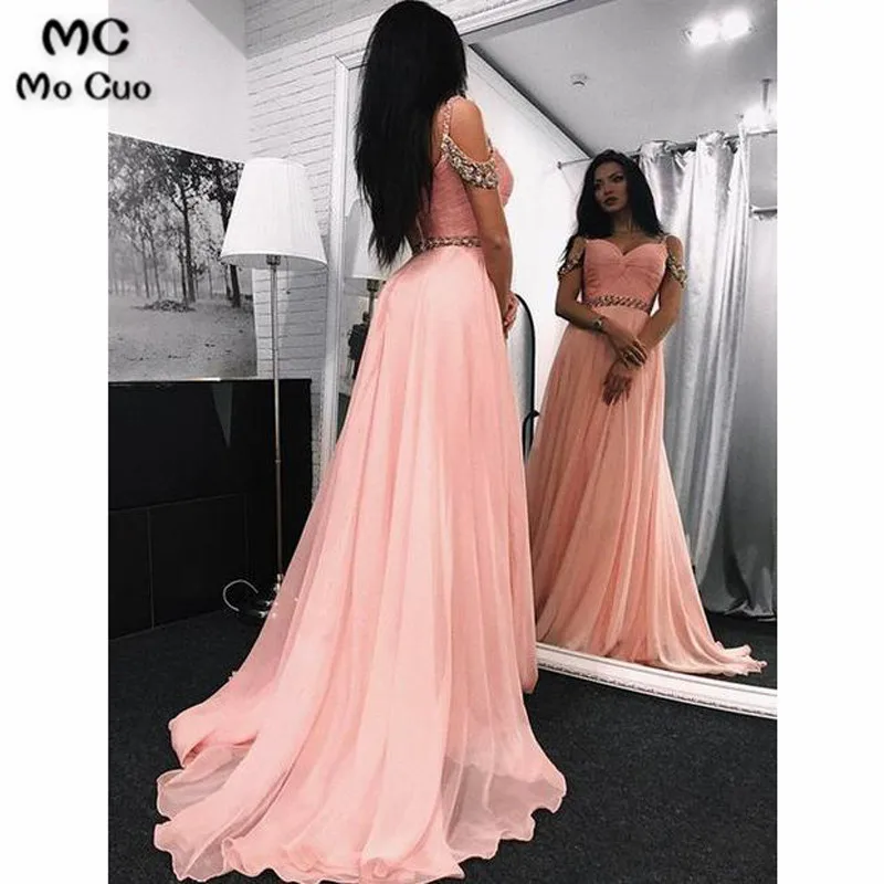 

2019 Blush Pink Elegant Evening Dresses Long Spaghetti Straps Sweetheart Pleat Tulle Formal Evening Party Dress for Women