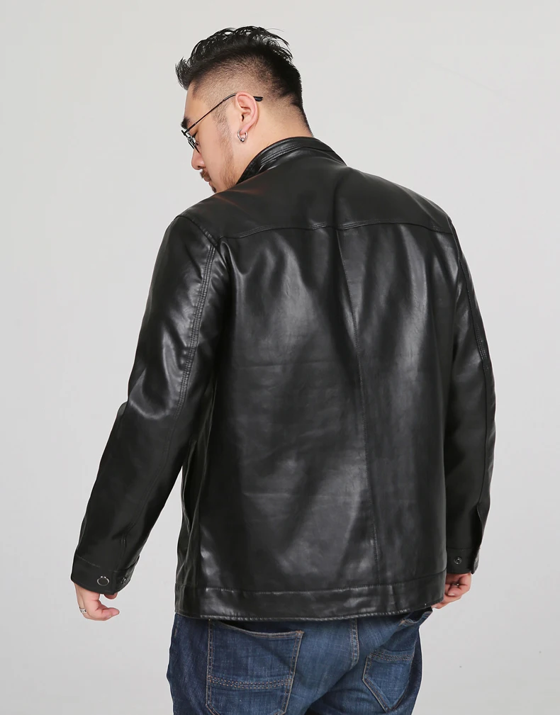 Мужская кожаная куртка LONMMY Черная/красная/синяя ветровка из искусственной