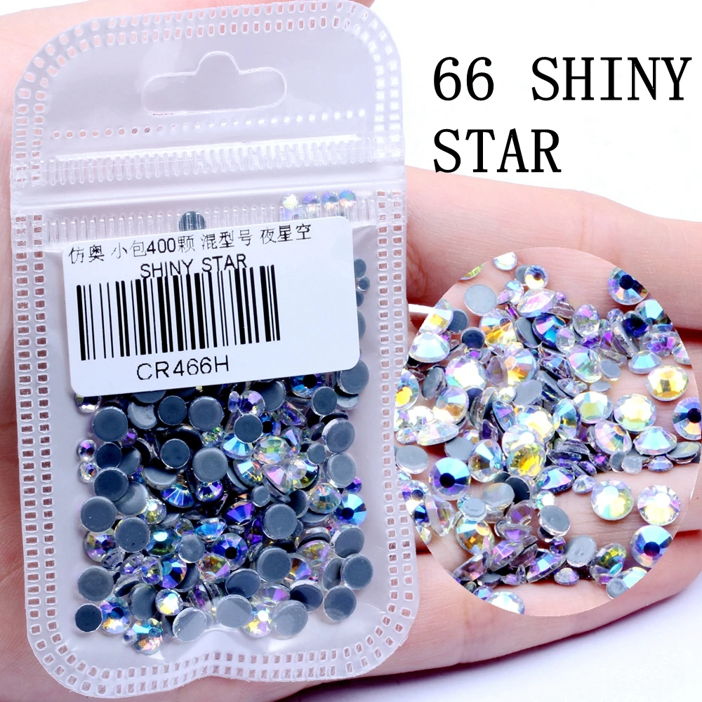 SHINY STAR Смешанные размеры 400 шт./упак. все AB Цвета Hotfix Flatback Стразы для ногтей Rhinestoens для дизайна ногтей 3D украшения для ногтей украшение драгоценных камней - Цвет: SHINY STAR