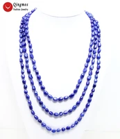 trendy 80 natural pearl necklace for women with 7 9mm blue baroque freshwater pearl long sweater necklace fine jewelry nec6456