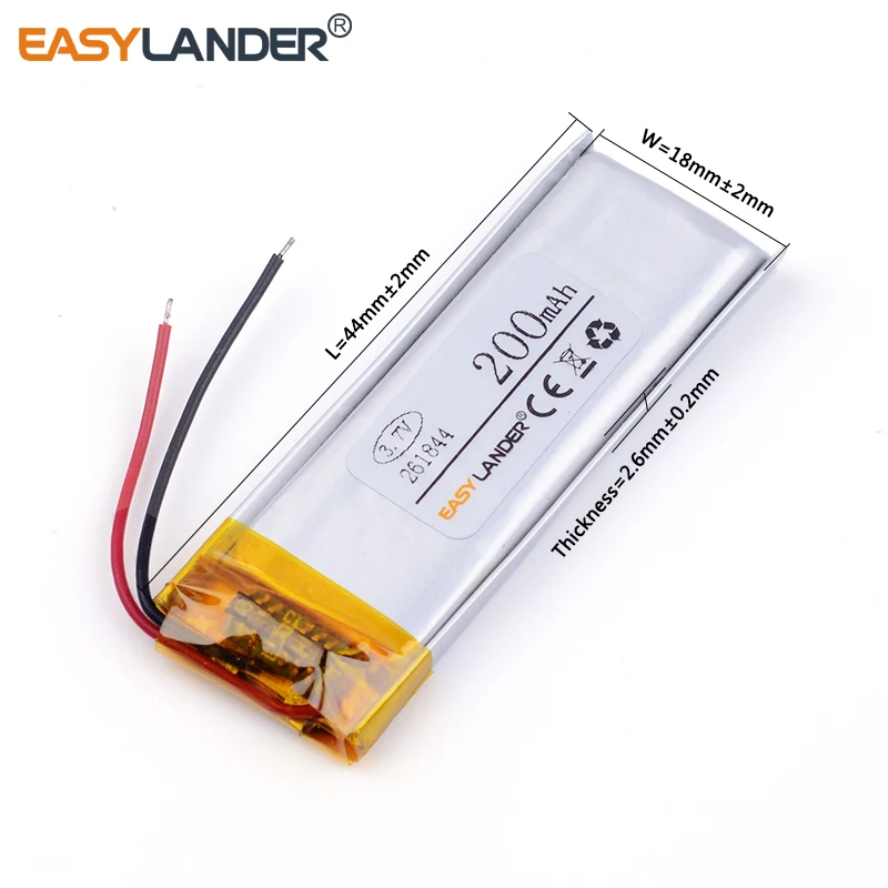261844 200mAh 3 7 v литиевая полимерная аккумуляторная батарея для MP3 Bluetooth DIY подарок