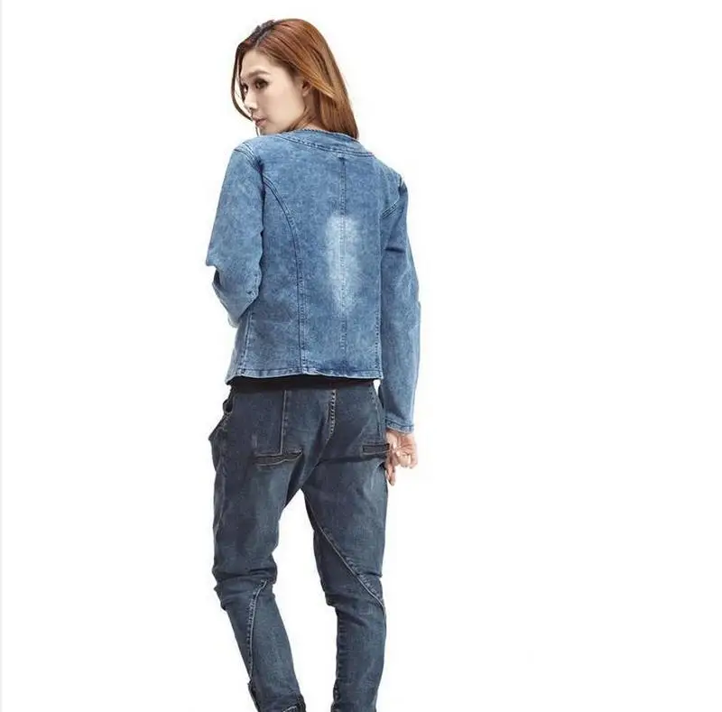 Женская джинсовая куртка размера плюс 4XL Лоскутная Верхняя одежда джинсовое