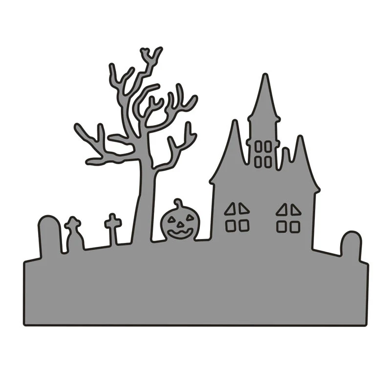 Halloween Castle Carbon steel Cutting Dies Stencil Craft for DIY Creative Scrapbook Cut Stamps Embossing Paper 1pc|Вырубные штампы| |