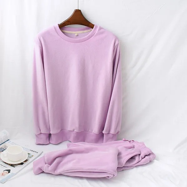 purple M-XXL плюс Размеры Для женщин пижамный комплект осень-зима Пижама комплект пижам из 2 предметов теплая домашняя одежда для Новинки для женщин Pijama роковой Fdfklak - Цвет: purple