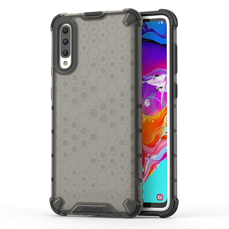 Clear Black Гибридный чехол-накладка из ТПУ+ ПК чехол для samsung Galaxy A10 A20 A30 A40 A50 A70 M10 M20 M30 S10E S10 Примечание 10 плюс Вафельная Ткань Прозрачный чехол для телефона - Цвет: Clear Black