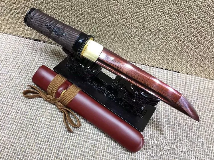 Китайский ручной Кованый нож короткий меч красный сложенный Дамасская сталь