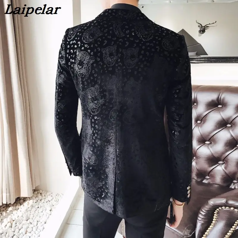 Блейзер Мужской с принтом тигра роскошный приталенный пиджак деловой элегантный