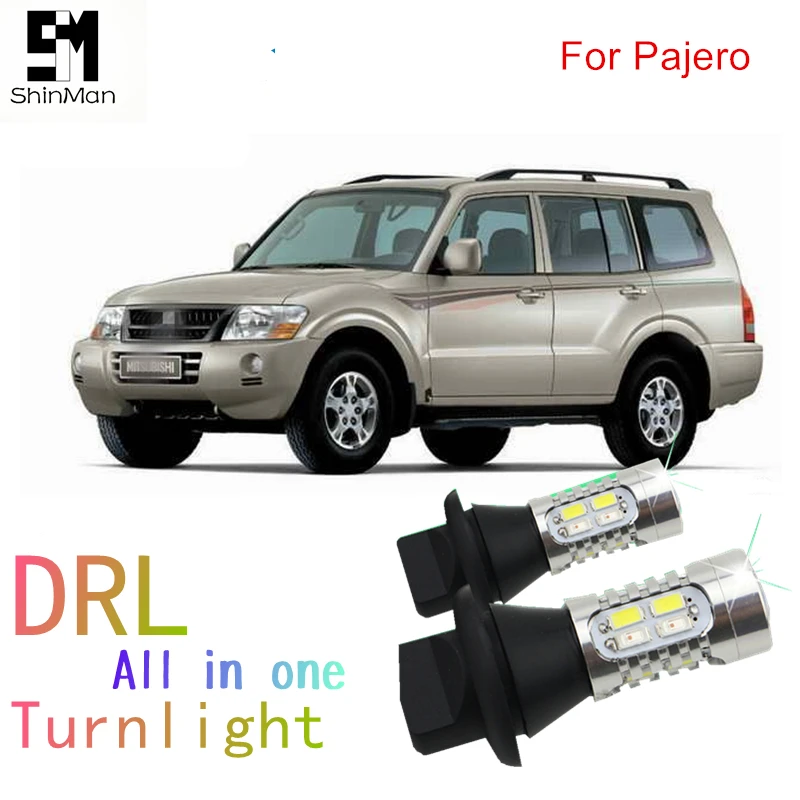 

Shinman поворотный сигнал DRL для Mitsubishi pajero sport светодиодный DRL дневные ходовые огни и передние поворотные сигналы сигнал поворота s свет все в од...