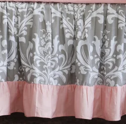 Crib Skirt Комплект из 3 предметов, детское одеяло с рюшами и цветочным принтом в стиле бохо, детская юбка для детской кроватки, детская кроватка для маленьких девочек(серый, розовый цвет - Цвет: Crib Skirt