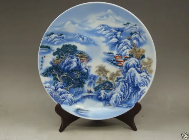 

Chinese Famille Rose hand-painting snow Han Ling song Xuan Porcelain Plates
