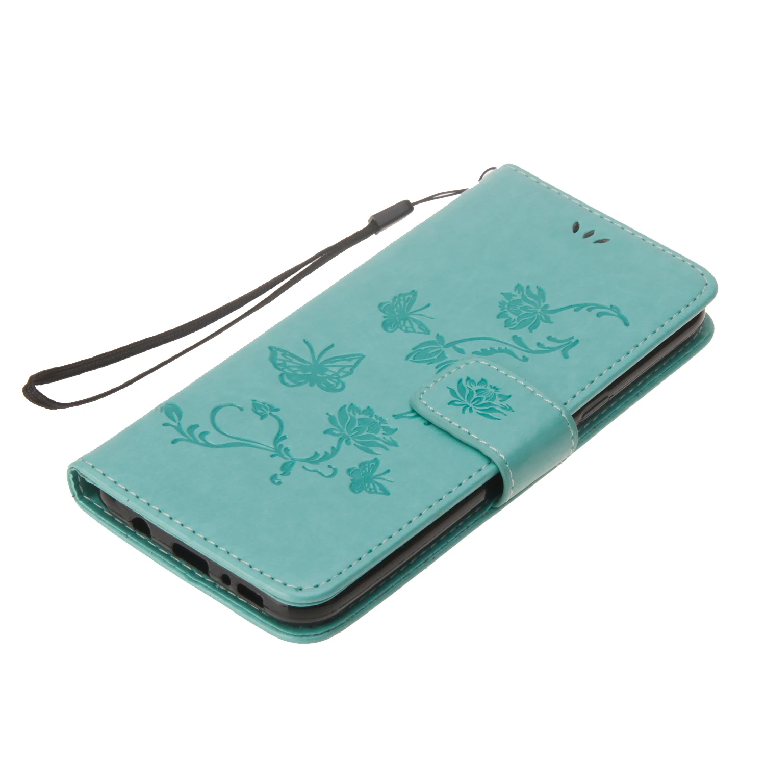 Тисненый узор с бабочками в виде лотоса кожаный чехол-бумажник откидная