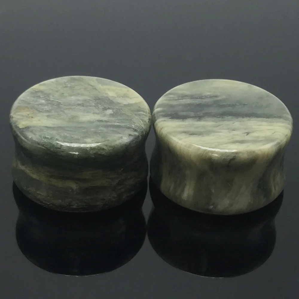 2pcs Stone Ear Expanders Organic Green Amazonite Plugs Saddle Flared Flesh Tunnels Earring Expander Gauges Women BodyJewelry | Украшения и