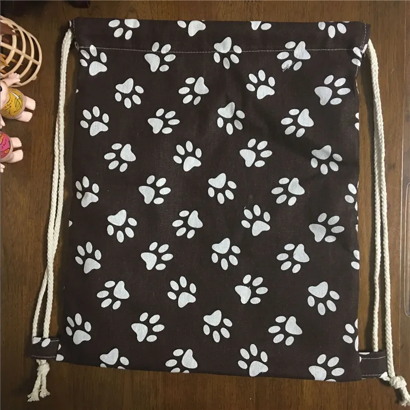 Дорожный рюкзак YILE из хлопка и льна на шнурке коричневая сумка для книг обуви с