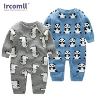 ircomll newborn unisex baby boys girl rompers cotton o neck knitted cartoon kids infant jumpsuit outwear children toddler clothe