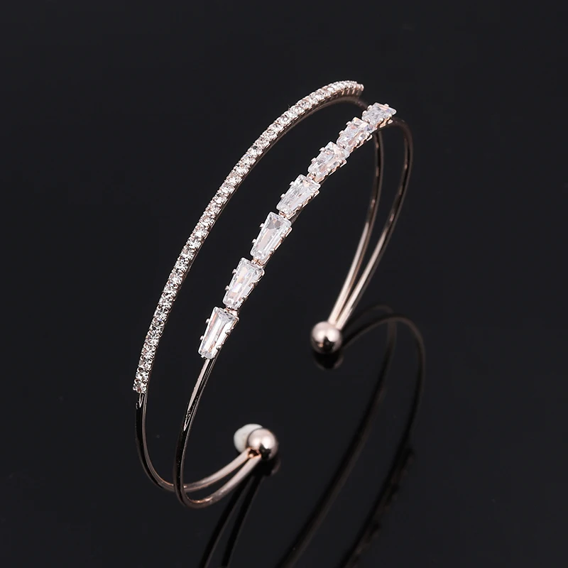 126 Модный бренд CZ циркония браслеты-манжеты BanglesJewelry для женщин мужчин розовое золото цвет Любовь цветок Открытый браслет подарок на день Святого Валентина - Окраска металла: 126