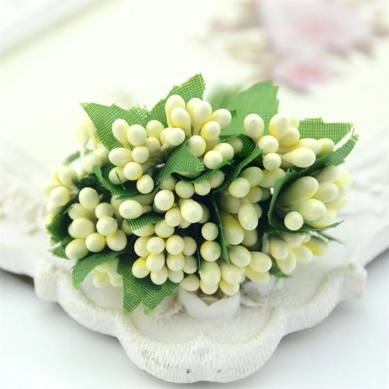 120 шт шелк искусственный бутон Stamen клубника ягода цветок Искусственные цветы
