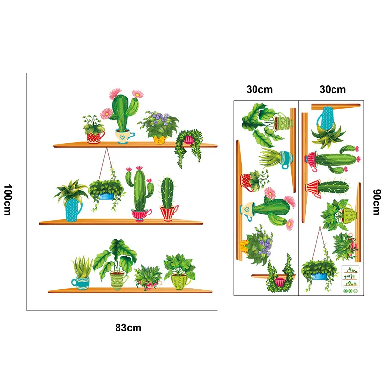 Настенные наклейки для ресторана спальни комнаты украшения полка горшков