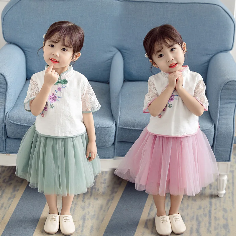 Hanfu/платье для девочек китайский традиционный костюм Тан национальный платье феи