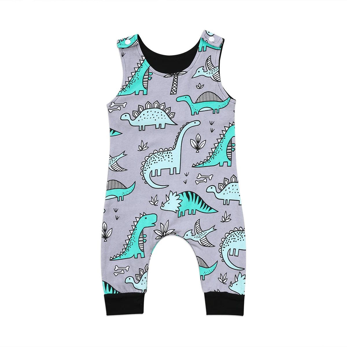 Детский хлопковый комбинезон без рукавов с круглым вырезом|romper toddler|dinosaur rompergirls