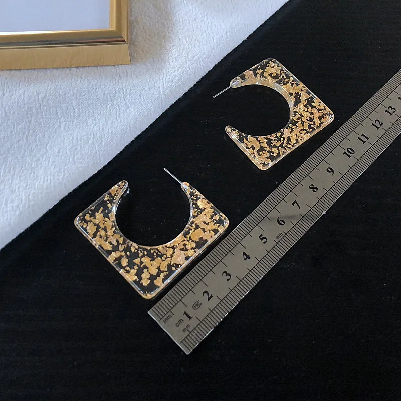 A109 Catwalk Statement Acetic Acid Geometric Irregular Gold Foil Earrings Ear Stud Sexy Brincos Women Party Jewelry | Украшения и