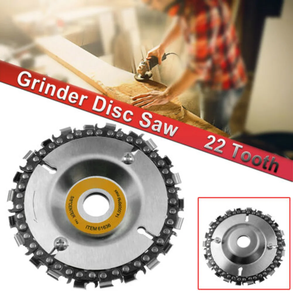 4 Inch 22Tooth Grinder Disc Round Chain Saw Disc Cut Carving Abrasive Wheel Woodcarver For Angle Grinder Sculpting Tool