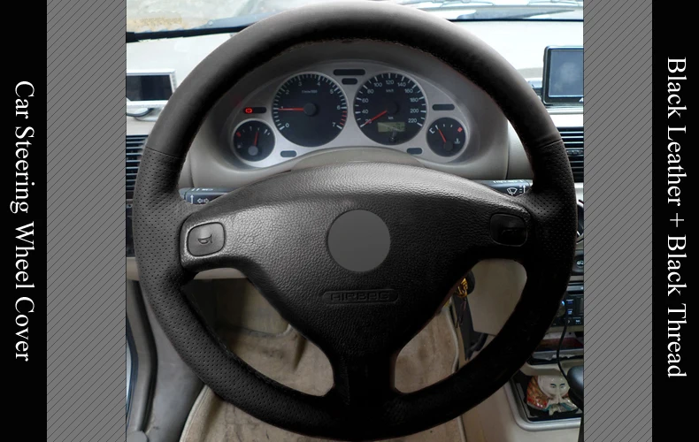 LQTENLEO черная крышка рулевого колеса автомобиля из натуральной кожи для Opel Astra G 1998-2007 Zafira A 1999-2005 Chevrolet Sail 2003-2009