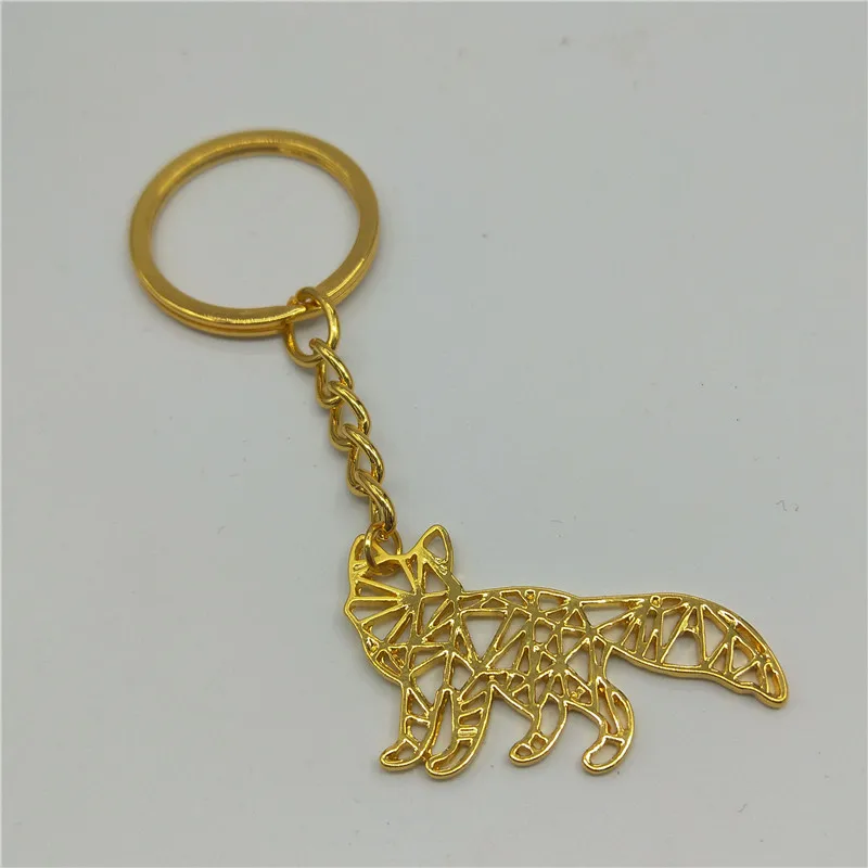 Горячий трендовый золотой брелок Лисичка оригами Золотой геометрический для