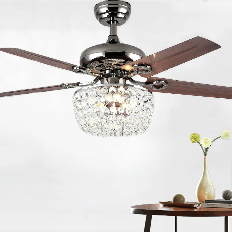 Euignis Crystal Ceiling Fan Iron Modern Nordic Retro Plafondventilatoren Met Verlichting Loft Moderne Plafond Ventilator | Лампы и