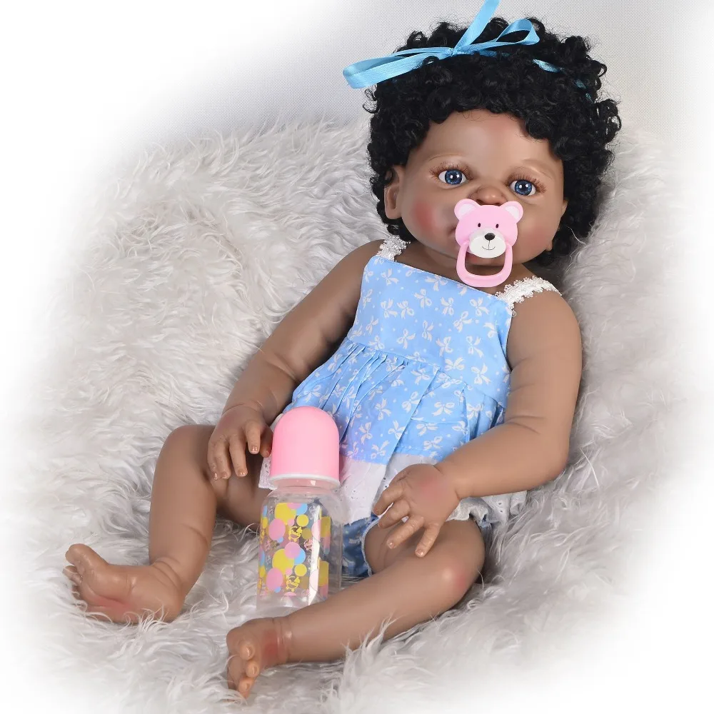 Кукла Bebe reborn черная кожа 23 &quot57 см Африканские Этнические куклы для девочек