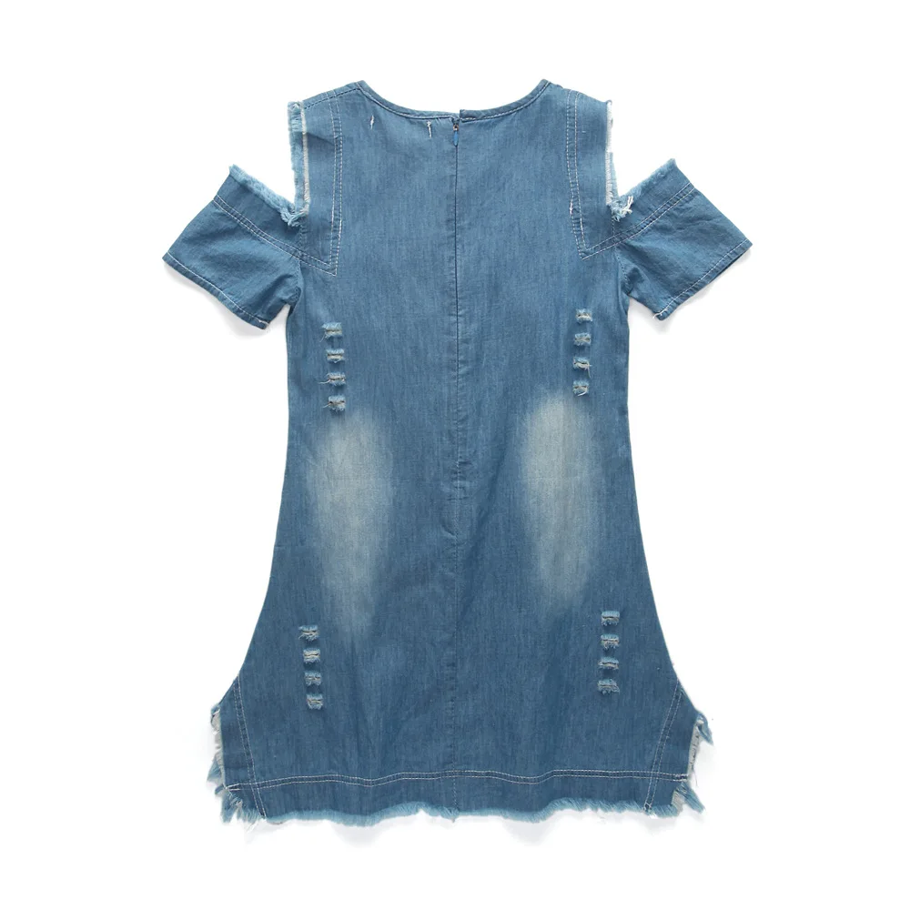 Keelorn/платье для девочек Джинсовые платья Детское платье с короткими рукавами