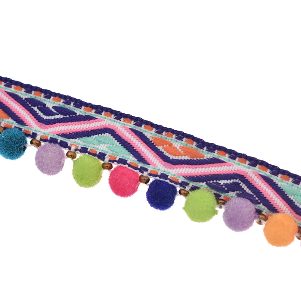 2 ярда цветные винтажные жаккардовые ленты в этническом стиле с меховыми