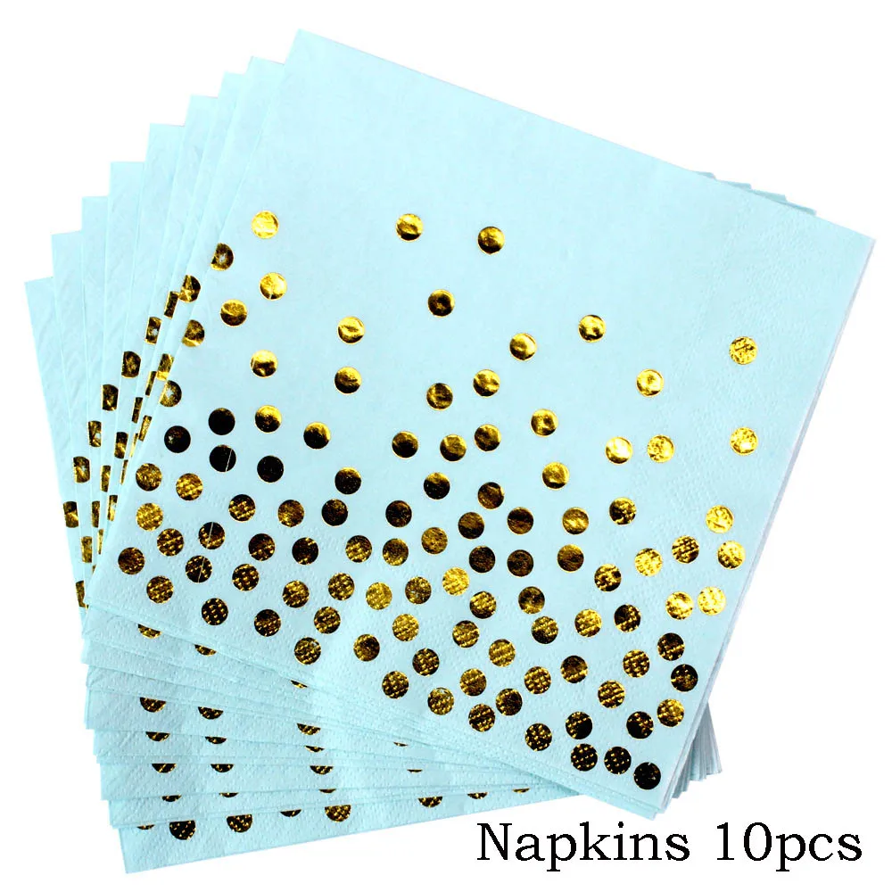 Napkins 10pcs Золотые вечерние одноразовые столовые приборы набор одноразовая бумажная салфетка под тарелку кружку розовое золото розовый для свадьбы День рождения Декор вечерние принадлежности - Цвет: Napkins 10pcs