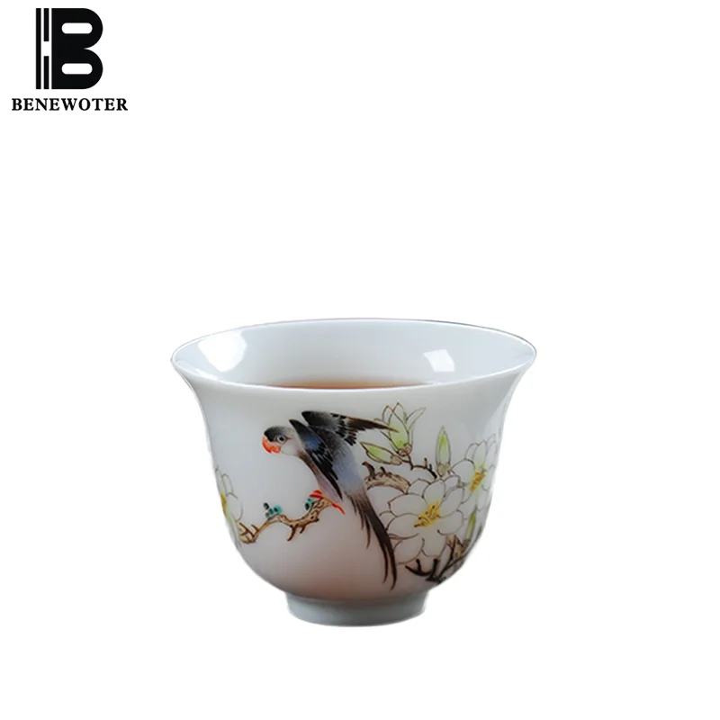 60cc фарфоровая чайная чашка в китайском стиле Jingdezhen ручная роспись Цветок Птица