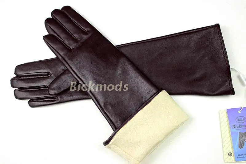 Eldiven Guantes, новинка, 38 см, длинные женские кожаные перчатки, на пуговицах, стильные, прямые, из овчины, с бархатной подкладкой, теплые, осень и зима