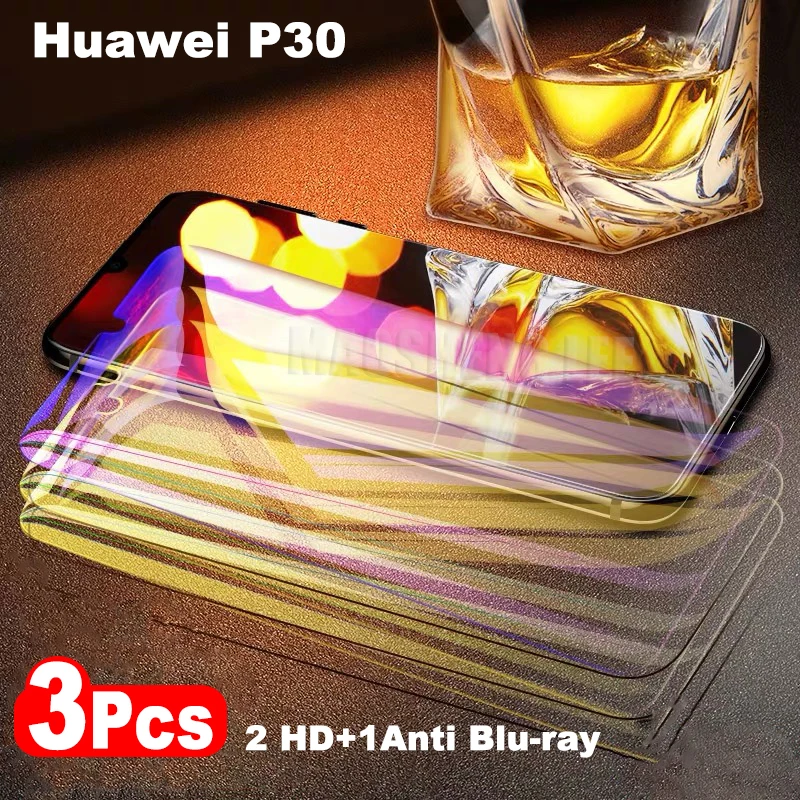3 шт./лот закаленное стекло для Huawei P30 Lite Защита экрана с защитой от синего