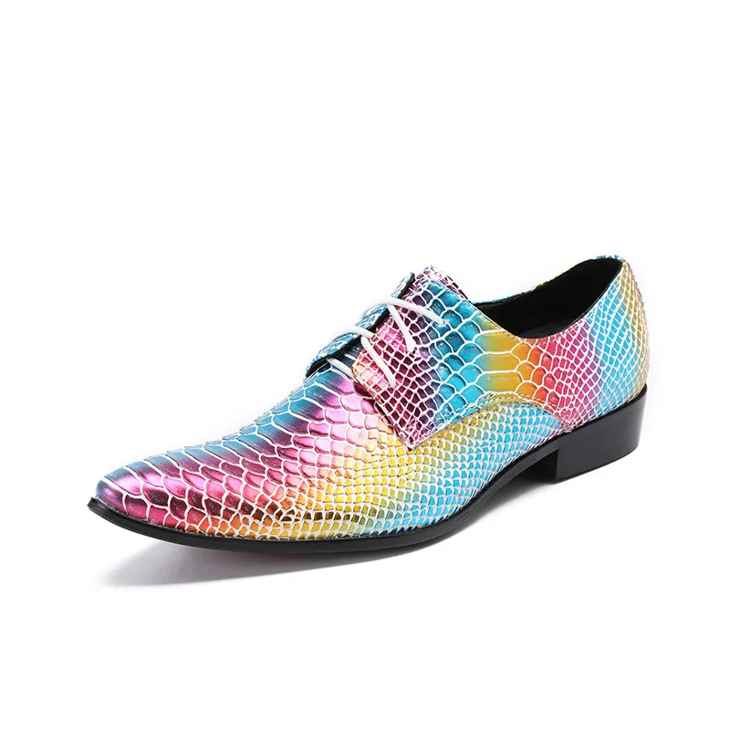 Мужские блестящие кожаные туфли коричневые повседневные из натуральной кожи на