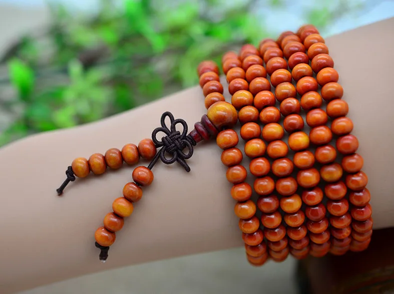 Модные бусины из натурального оранжевого сандалового дерева 6 мм браслеты Будды