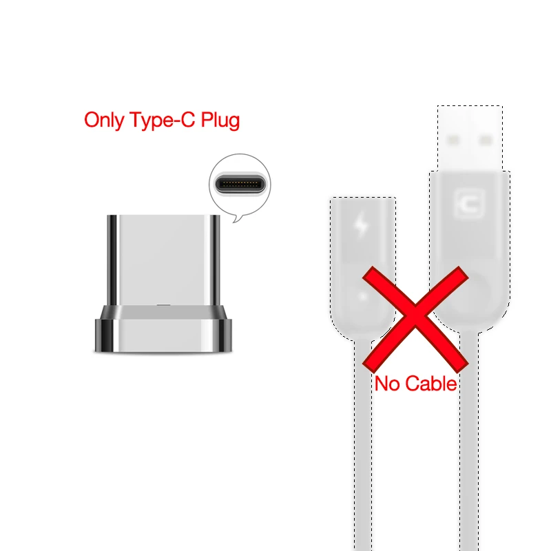 Type C (Only Plug) Cafele 1 м светодиодный магнитный USB кабель для iPhone Xs Max X 8 7 6 usb type-C кабель Micro USB кабель для samsung Xiaomi huawei USB-C - Цвет: Type C (Only Plug)