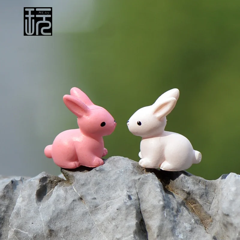 Искусственный розовый/белый кролик и Кролик модель мини животные садовые