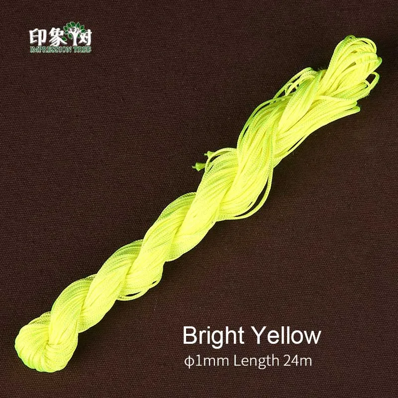 Bright Yellow 1 шт. длина 24 м* 1 мм Разноцветные нейлоновые веревки для макраме DIY кисточка браслет для бисероплетения китайские узлы нить для изготовления ювелирных изделий 404 - Цвет: Bright Yellow