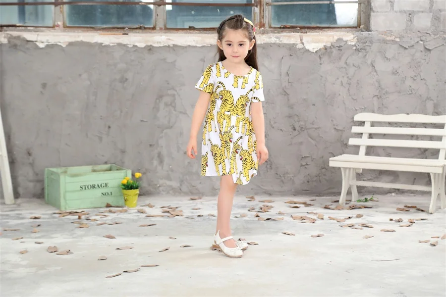 TTONCEN/Лидер продаж летнее милое платье принцессы С Рисунком Тигра для маленьких